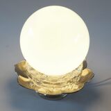 Lotus lamp, silver metal, ball