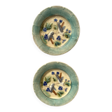 Assiette à dessert en barbotine fin XIXème  décor oiseaux