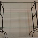 Beautiful Console 60'S feet wrought iron trestles with 3 TBEG glass trays
