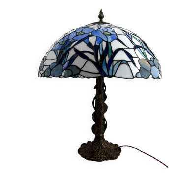 Art Nouveau/Tiffany style table lamp – Bronze and stained glass, circa 1980
