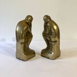 Paire de serre-livres en laiton d'après "Le penseur" de Rodin, vers 1960