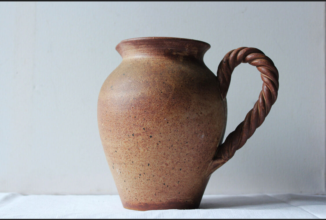 Pitcher, Vintage ceramic vase, stoneware, Braided Cove / Vallauris/ Made in France