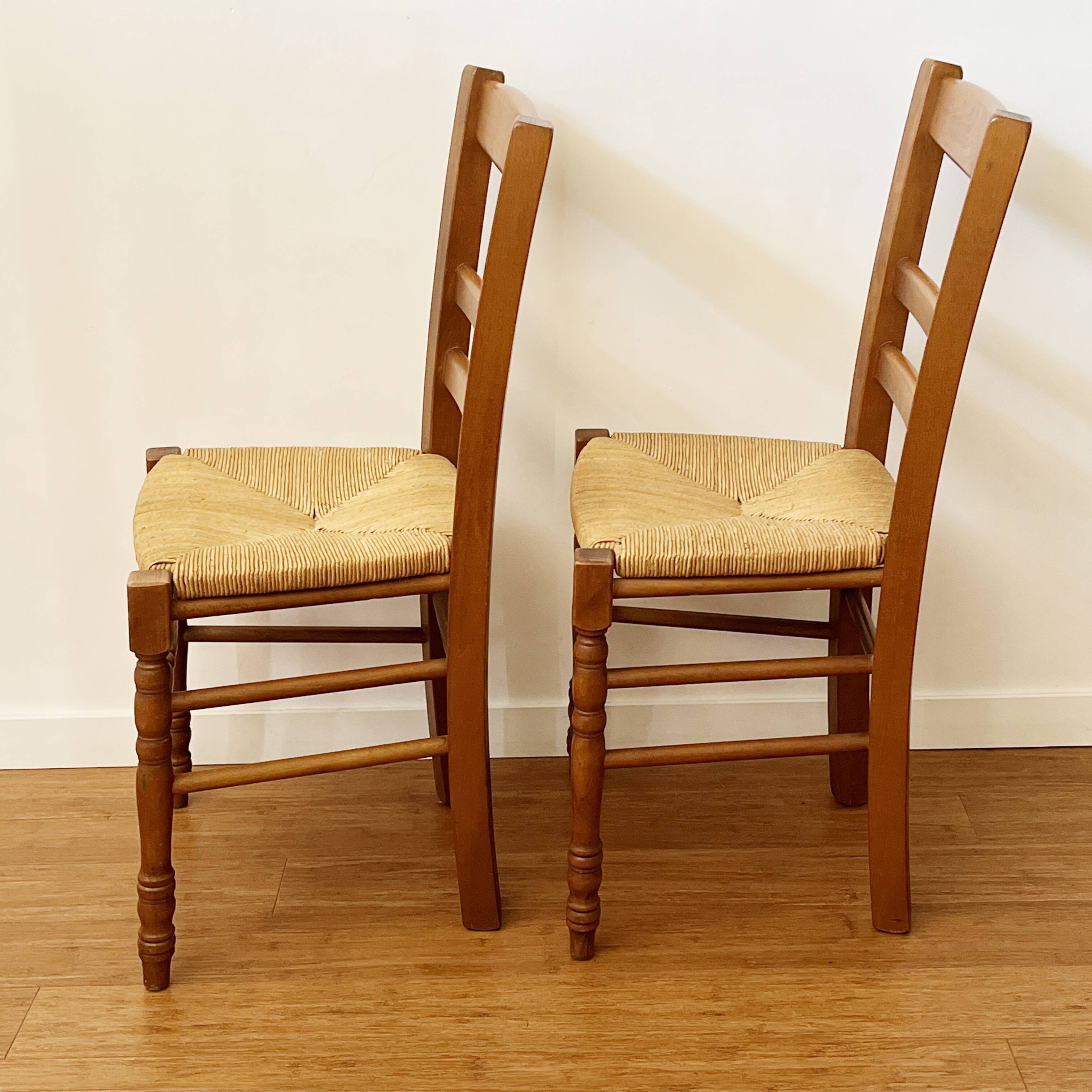 Pair of straw country chairs