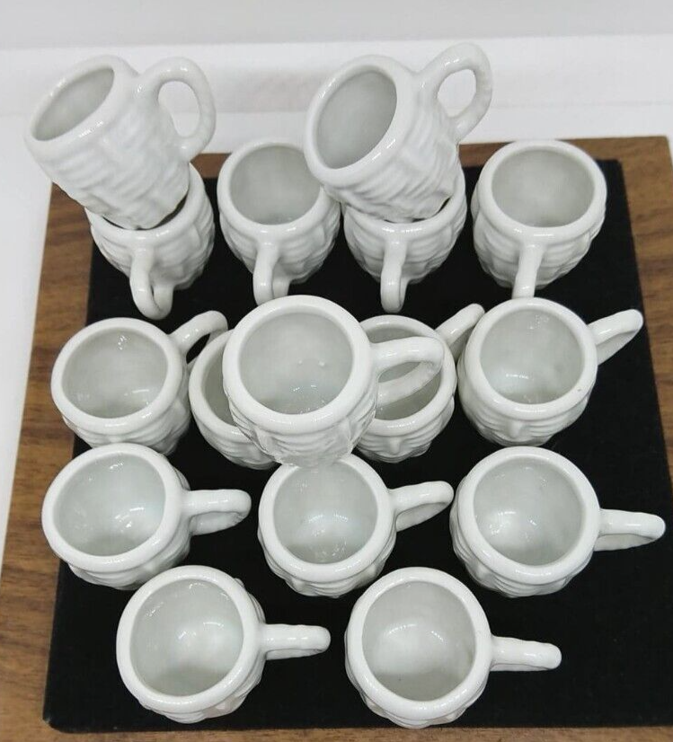 White Ceramic Mini-Chopes/Shot Basket Decor