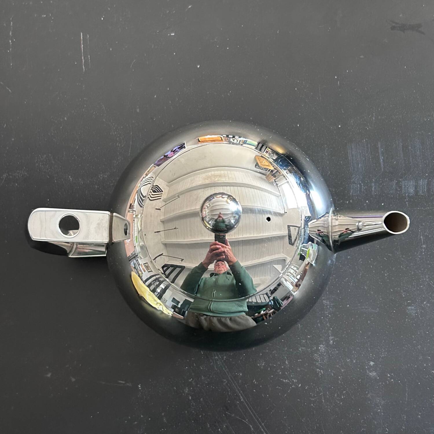 Art Deco style stainless steel teapot