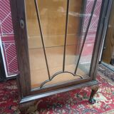 English glazed display case, lion paw feet