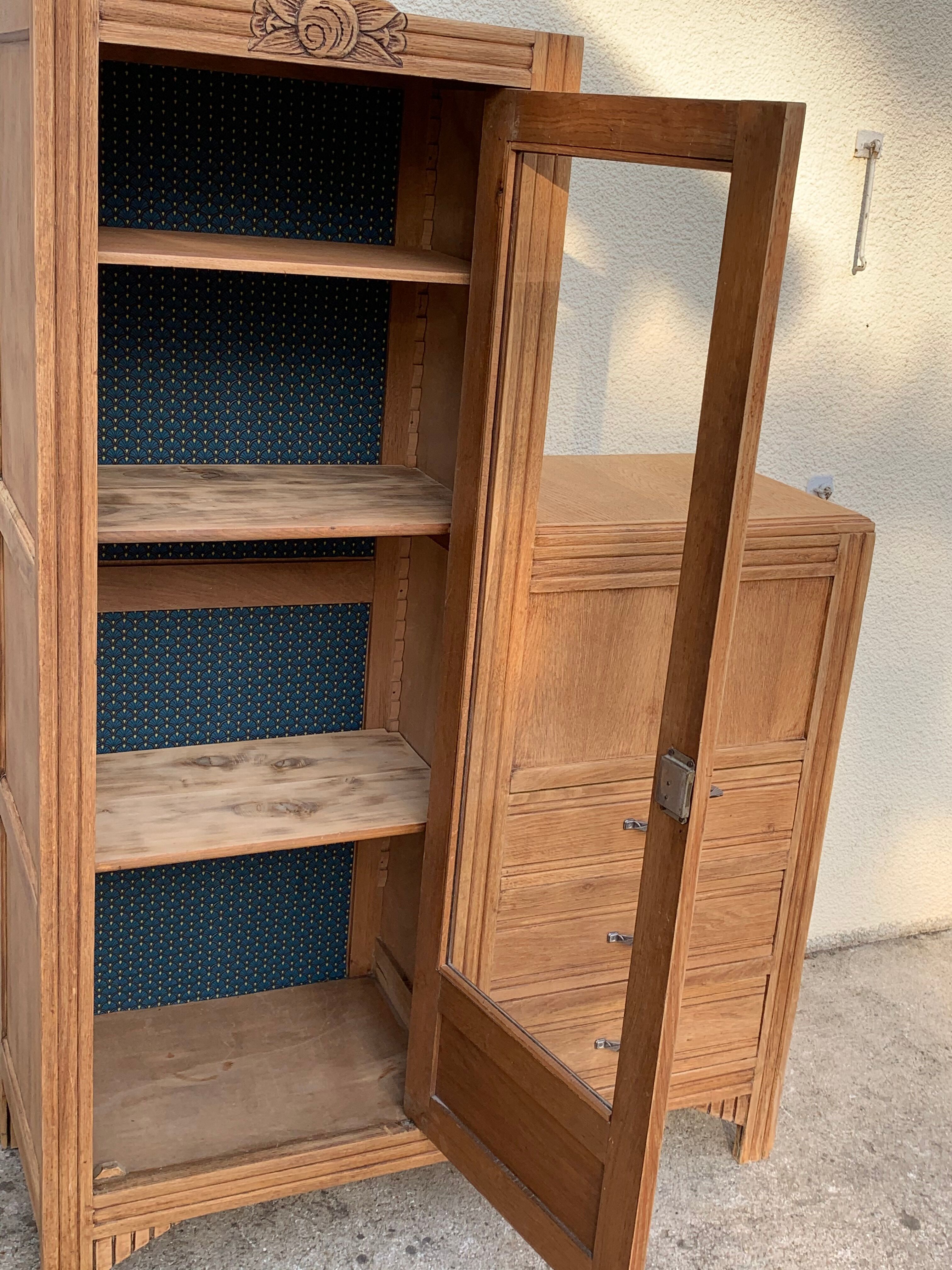 Art Deco asymmetrical glass Parisian wardrobe 1930