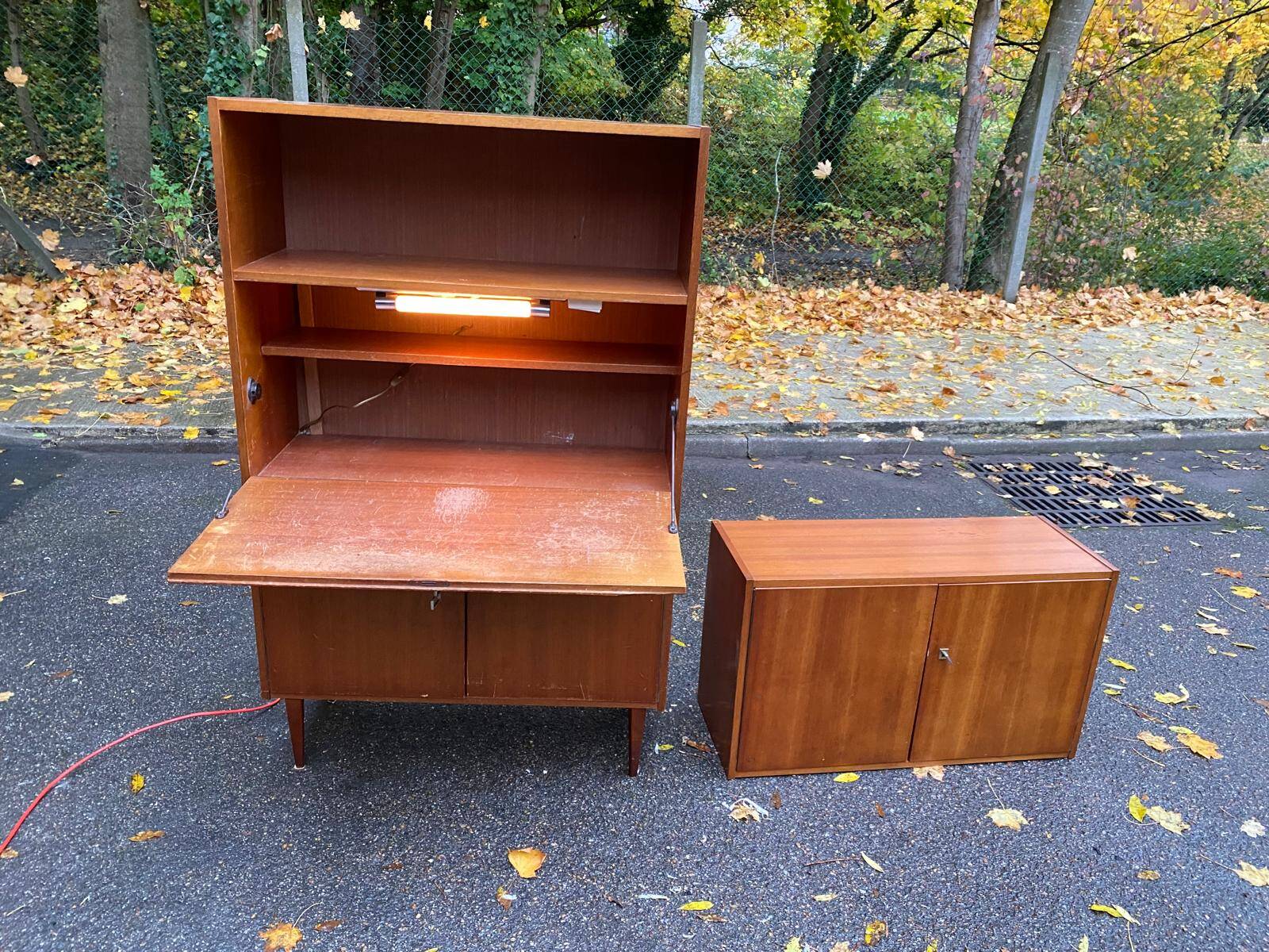 Vintage Scandinavian oak secretary desk, 1950s