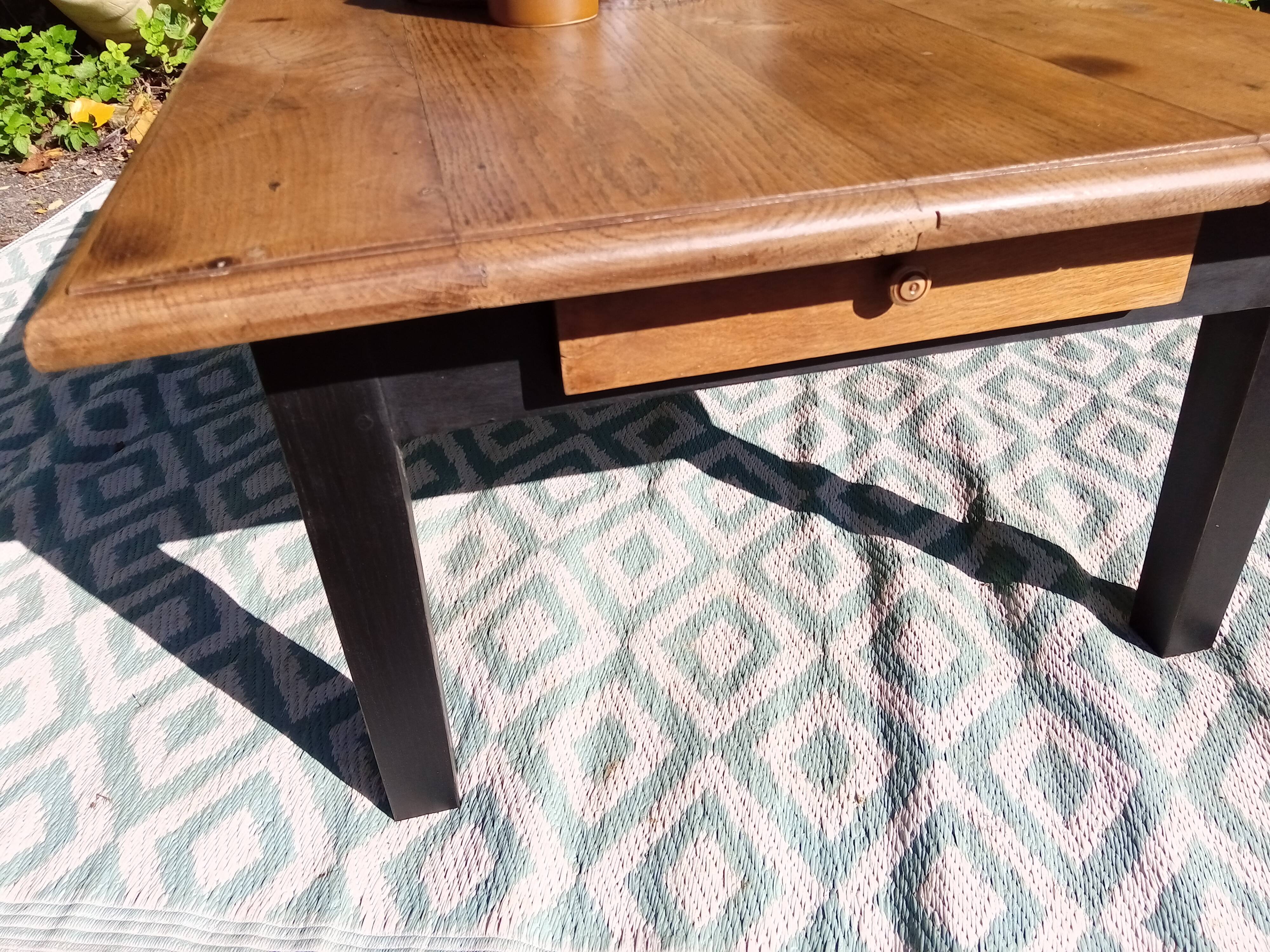 Low farmhouse table in solid oak