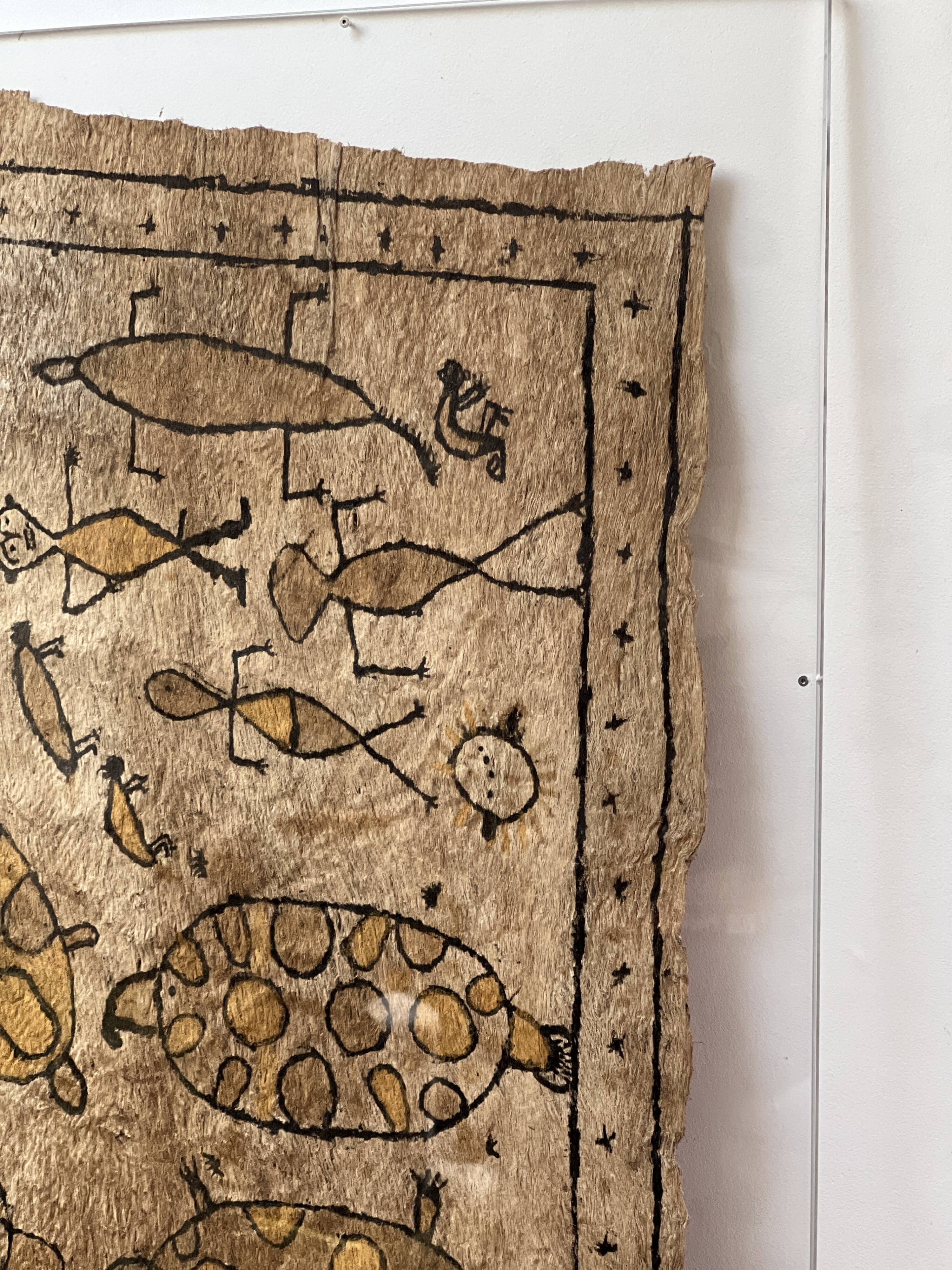 Panneau décoratif dessins sur écorce