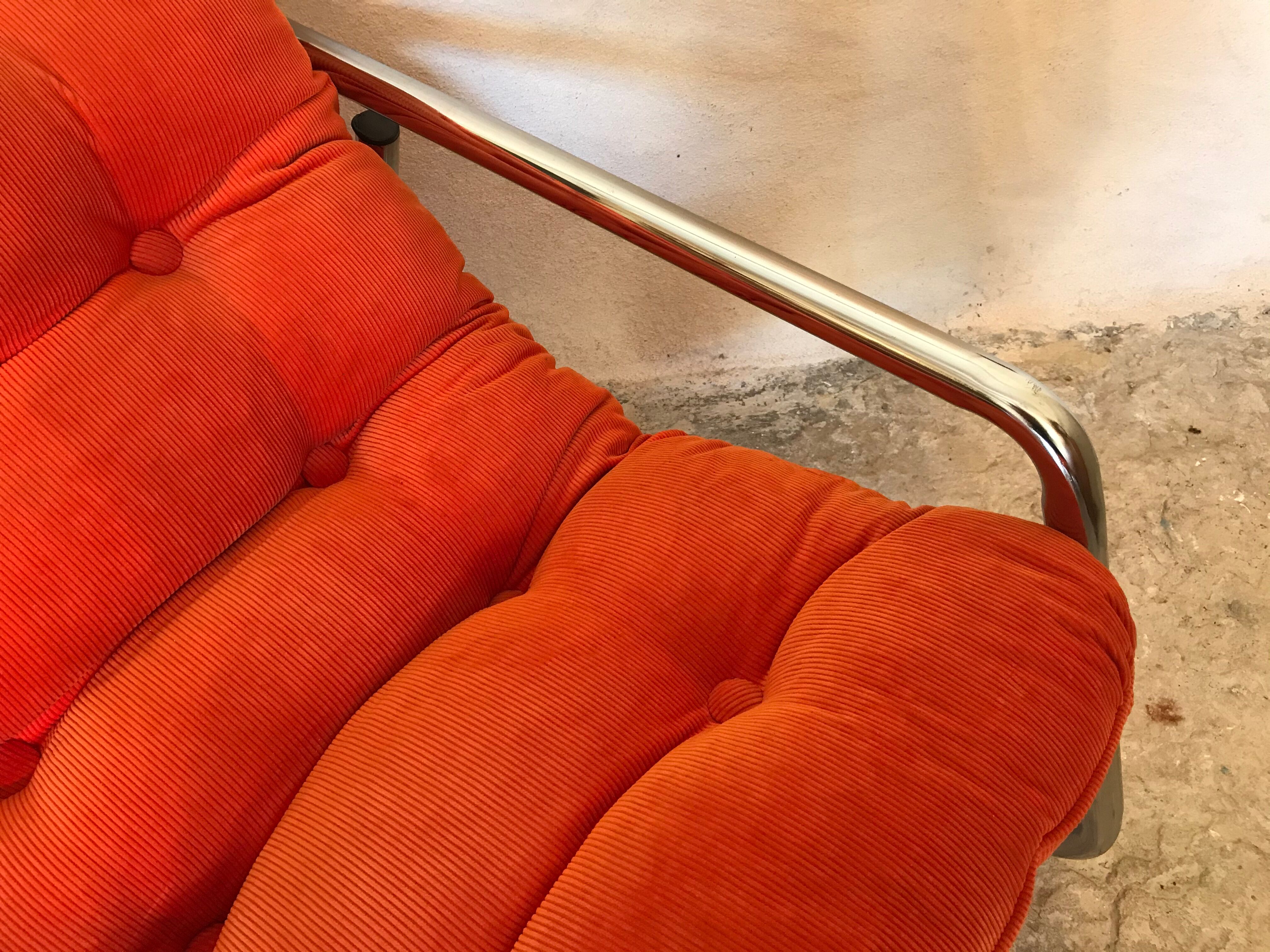Vintage pop heater armchair 1970's chrome tubing
