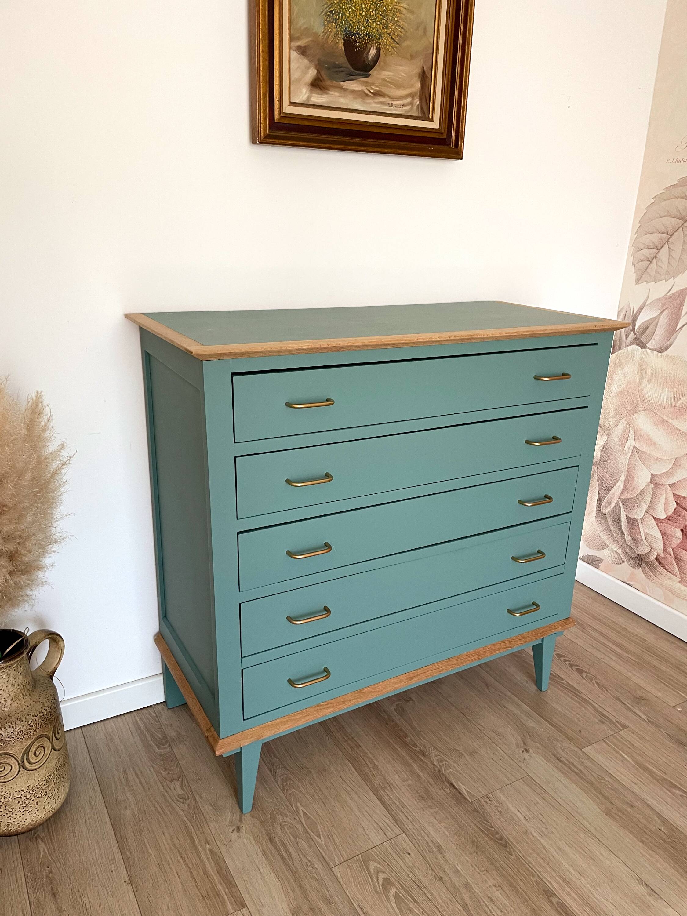 Vintage dresser, celadon green