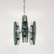 Glass and chrome suspension light in Fontana Arte style by Veca Murano, Italy.