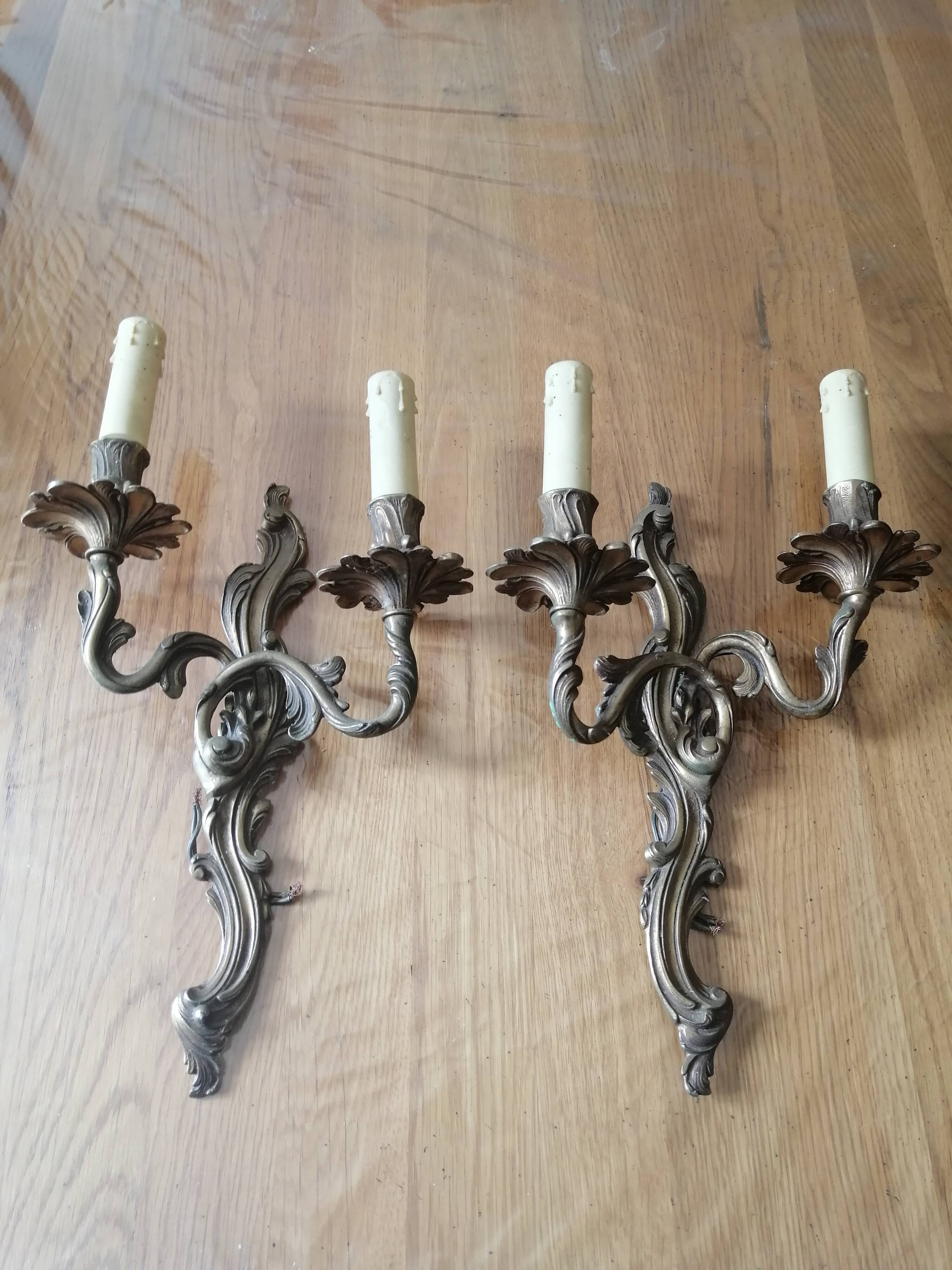 Pair of louis xv rocaille style bronze wall lights
