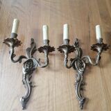 Paire d'applique en bronze de style louis xv rocaille