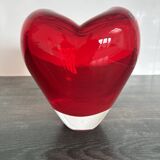 Heart-shaped Murano glass vase – Intense Ruby Red