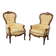 Coppia di poltrone stile luigi filippo legno tessuto giallo xix