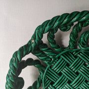 Antique fruit bowl, twisted ceramic, handmade country weaving