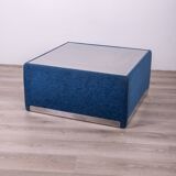 Vintage coffee table from the 70s, blue fabric, tasty designs