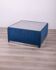 Vintage coffee table from the 70s, blue fabric, tasty designs