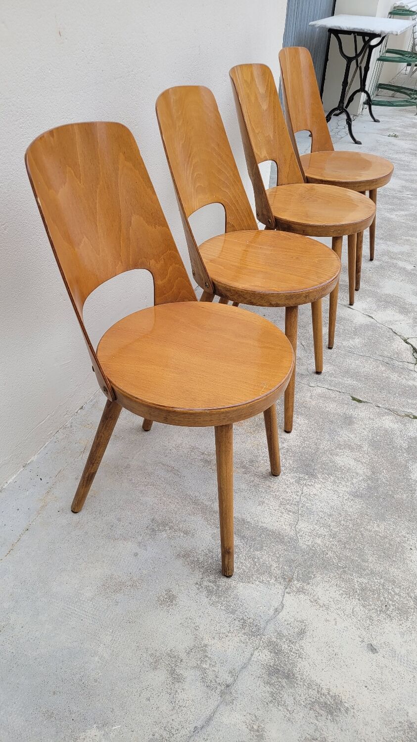 Series of 4 Baumann bistro chairs model Mondor 1950 vintage