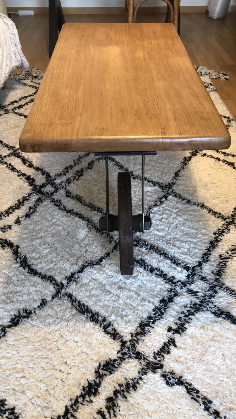 Industrial wood coffee table metal loft oak decoration