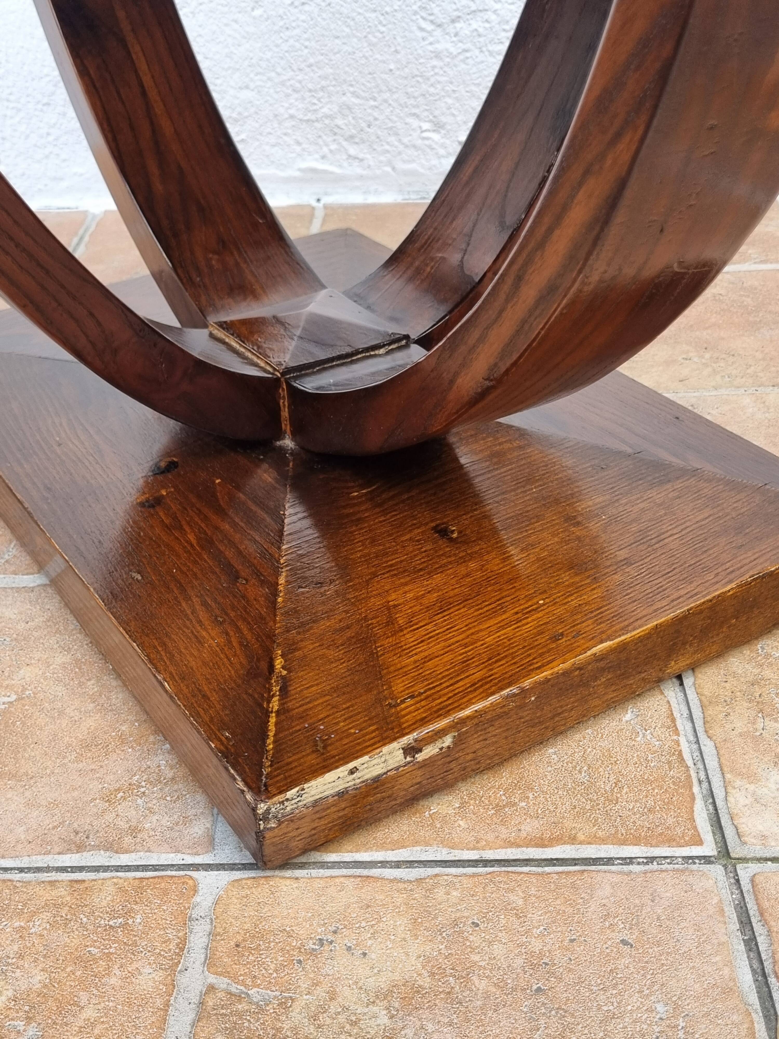 Art Deco style coffee table in varnished wood, vintage, 59 cm
