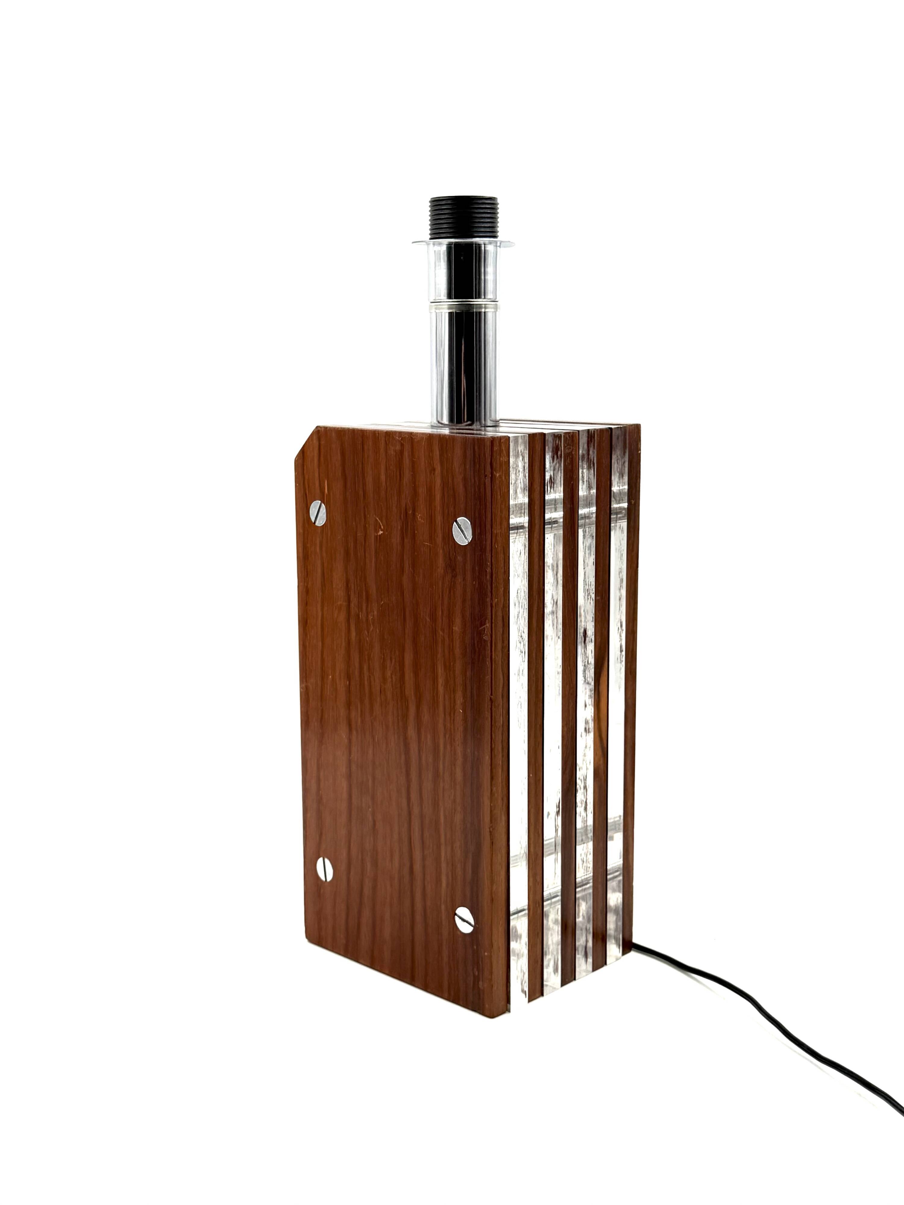 Hollywood regency wood and lucite table lamp base, Italy, 1970s
