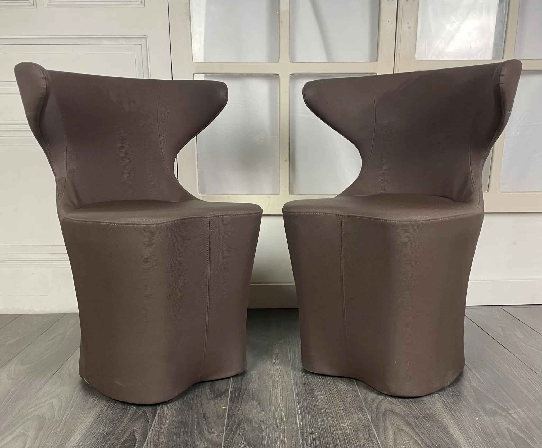 Pair of faux leather armchairs from the 1980s