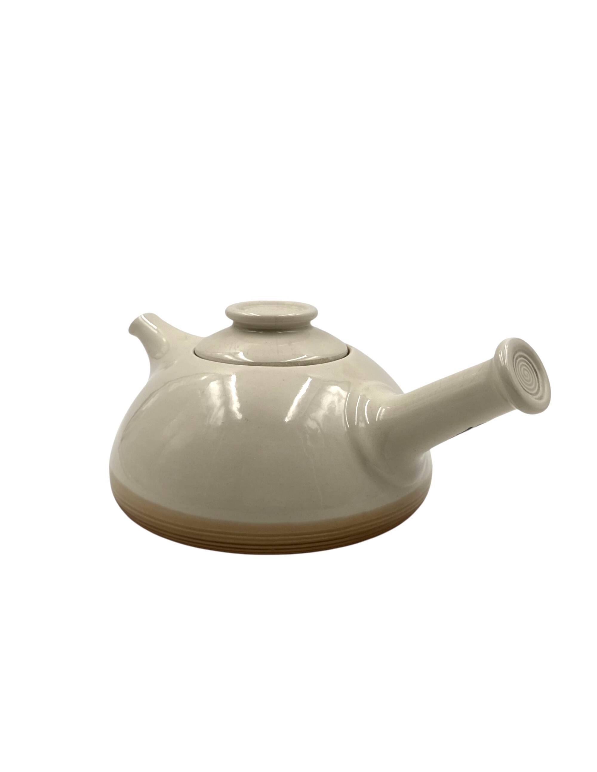 Mid-century Modern cream gres teapot, Franco Bucci Italy ca. 1970