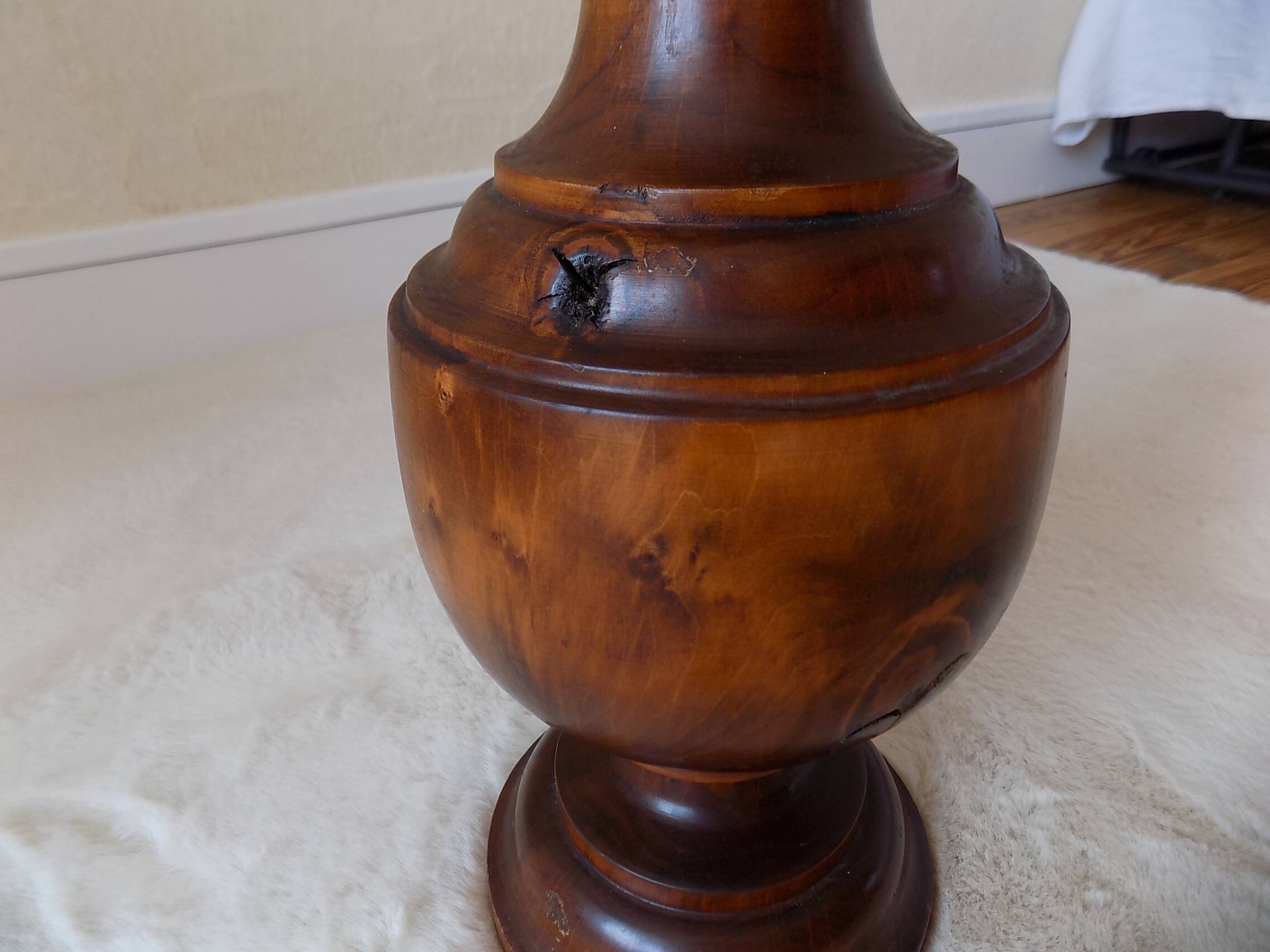 lampe de sol vintage pied en bois tourné