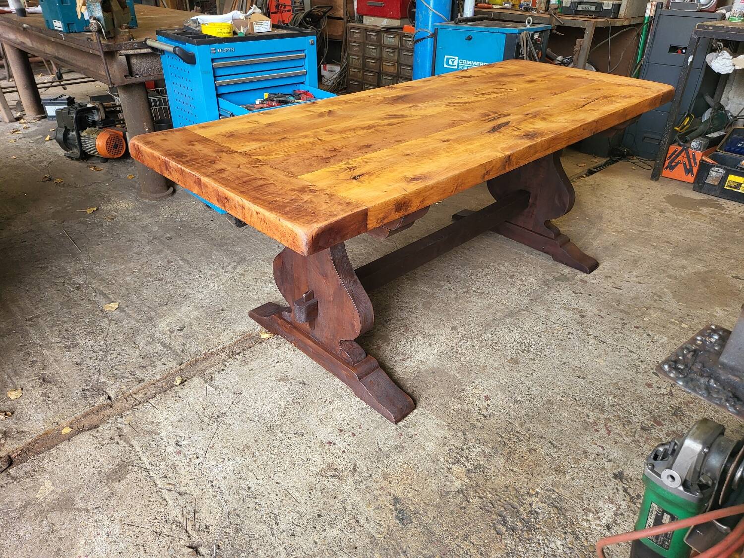 Large solid wood table – carefully restored – 200 x 80 cm