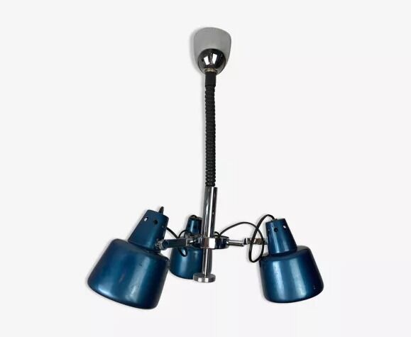 Rolly chandelier 3 blue adjustable spots, 70s