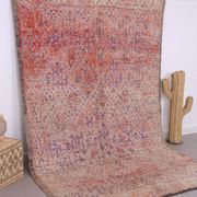 Pink Vintage Moroccan Rug 197 x 320 cm, Berber Wool Rug, Handmade Boho Rug