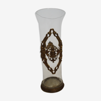 Vase rouleau en cristal et bronze XIX ème