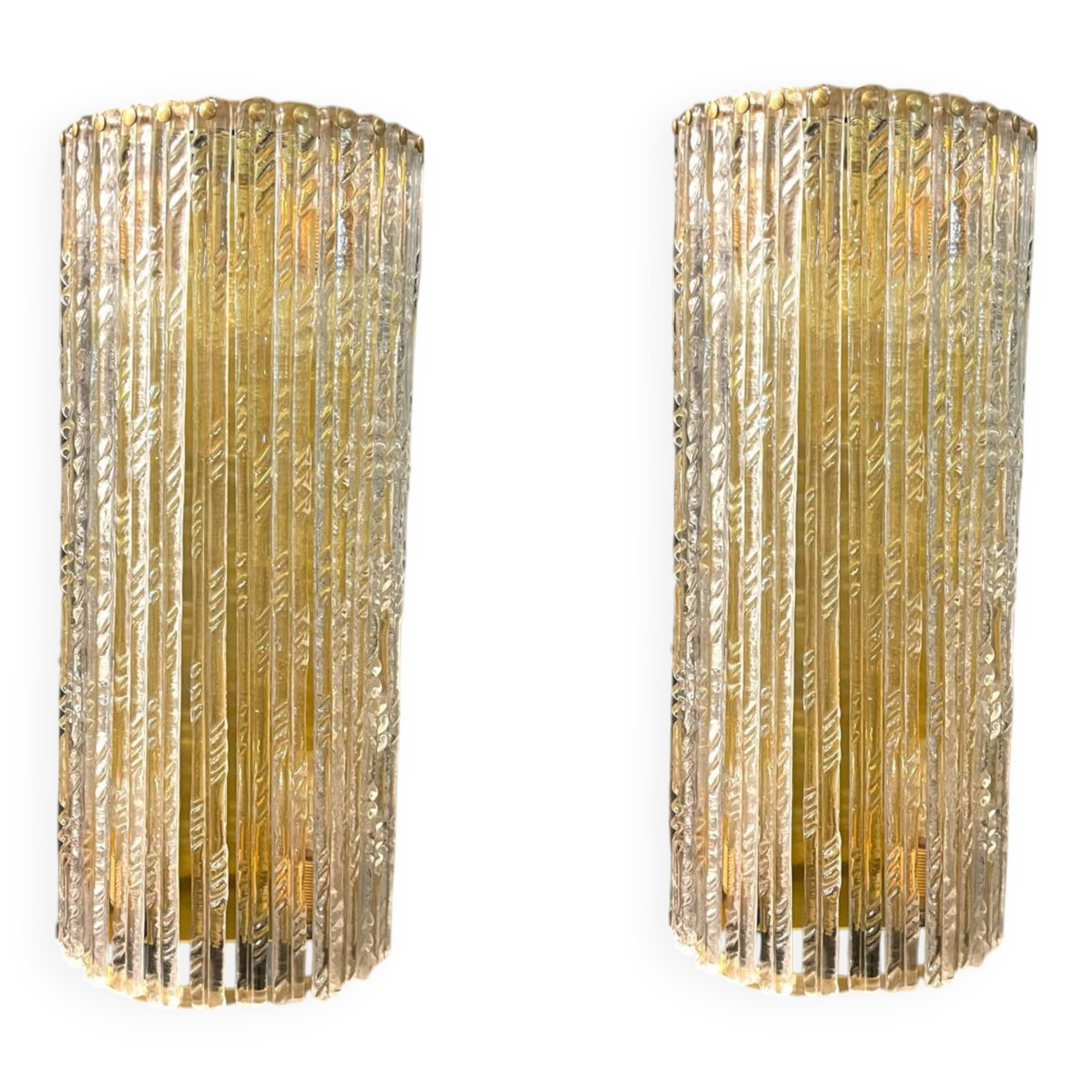 Lot de 2 appliques extra larges en verre de Murano et laiton