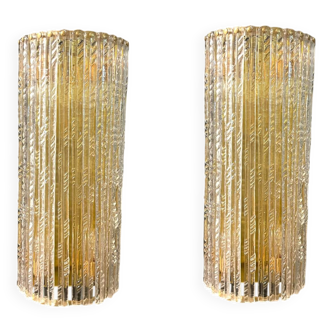Extra Large Murano Glass Brass Sconces Set of 2