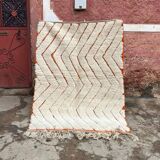 Handmade white wool Berber rug, size 100 x 200 cm
