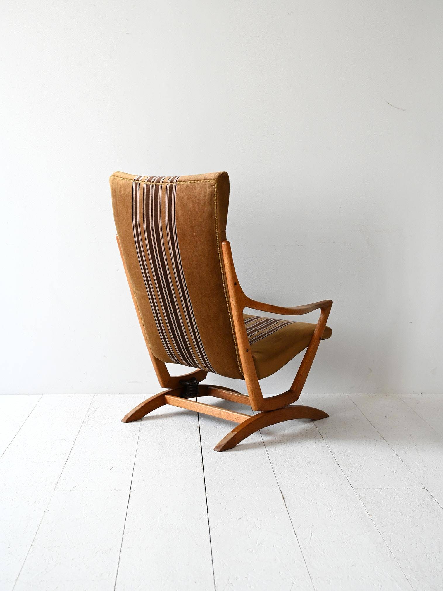 Original Scandinavian Oak High-Back Armchair, Late 1960s