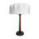 Mid-century teak and cotton table lamp by Einar Bäckström, Sweden, 1950s.