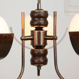 Vintage Italian Copper and Opaline Chandelier, 1970s