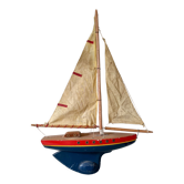 Sailboat of basin "model 501" navigable in wood, old toy of the famous French brand Tirot