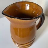 Vintage pitcher carafe Water pot, jug, enamelled ceramic PL France corrugated