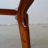 Italian dining table with sculptural beech base and pink marble, 1950s