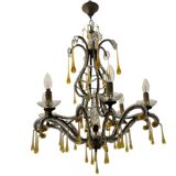 Crystal Beaded Murano Glass Drop Chandelier 1950’s