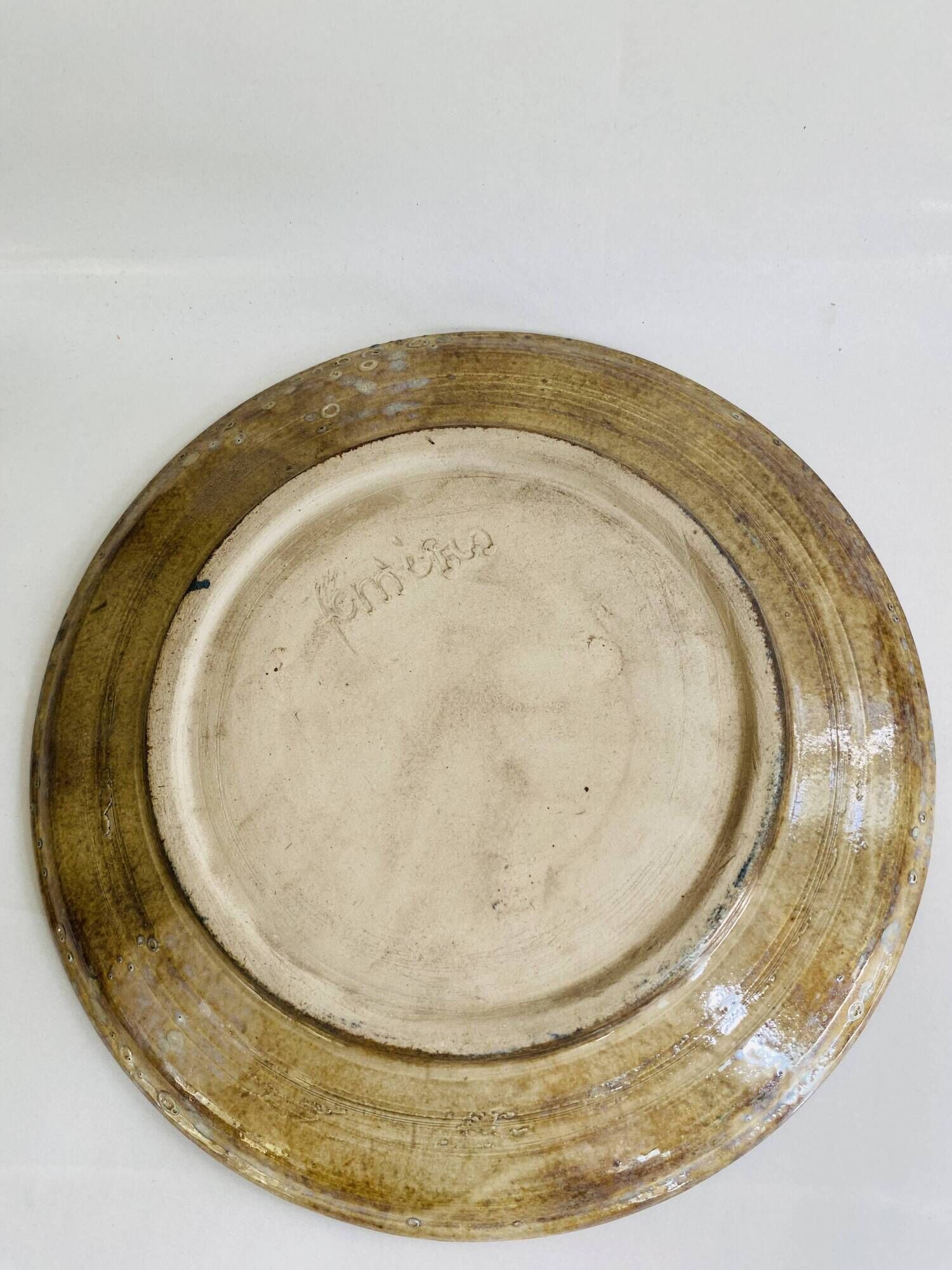 Ceramic plate signed, stoneware 24 cm