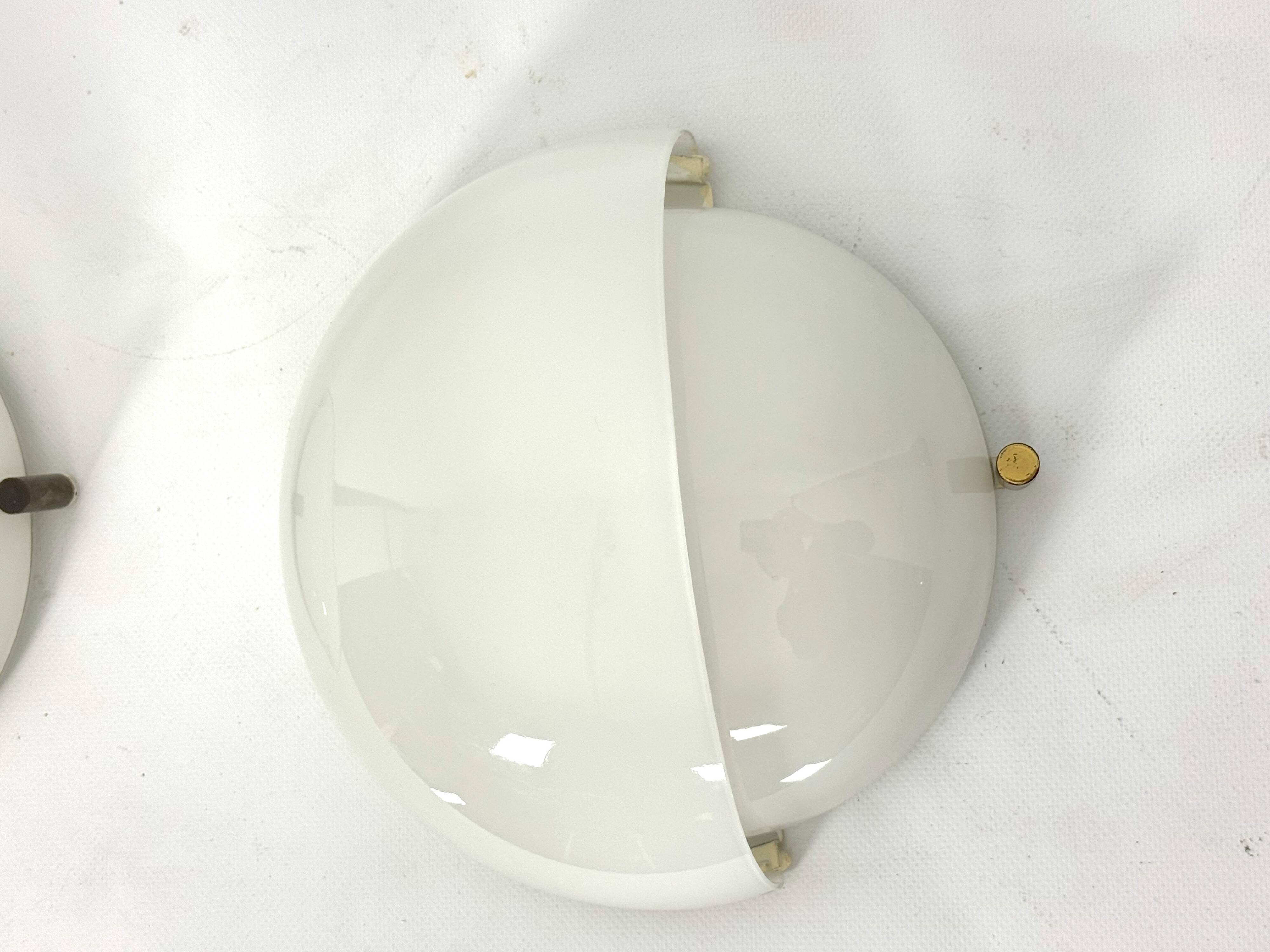 Rare Set of two Glass and brass Mania sconces by Vico Magistretti for Artemide. Italy 1960s