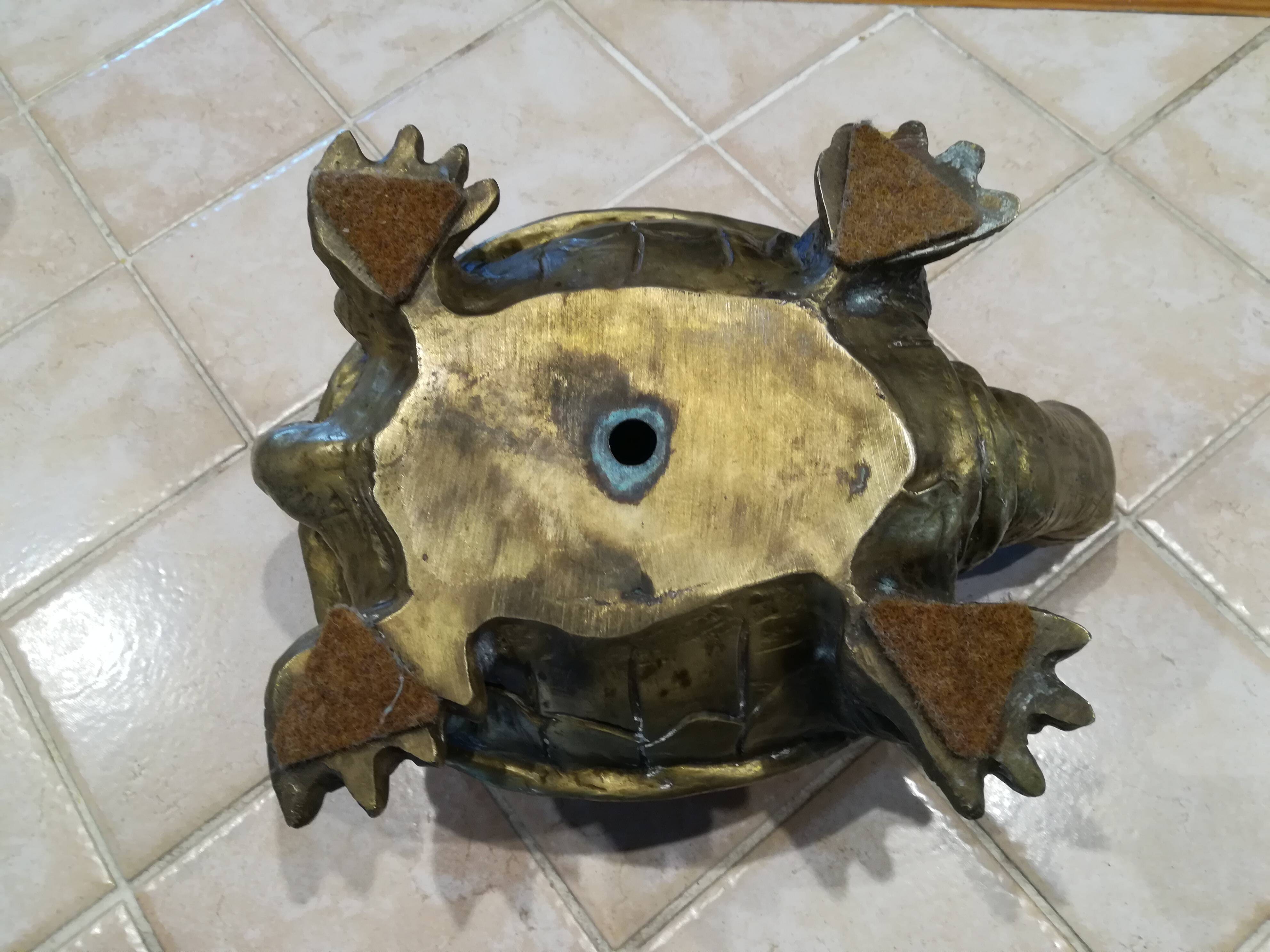 20th century brass turtle with golden patina