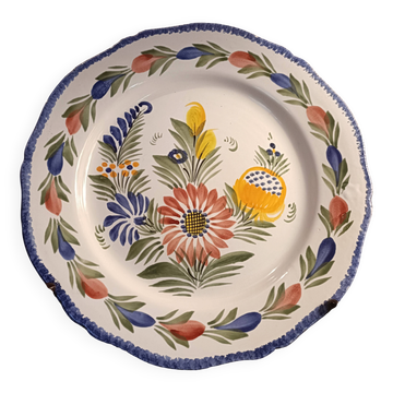 Assiette ancienne en faïence HB Quimper