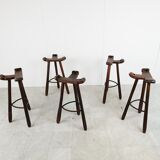 Mid century brutalist bar stools set of 5, 1960s